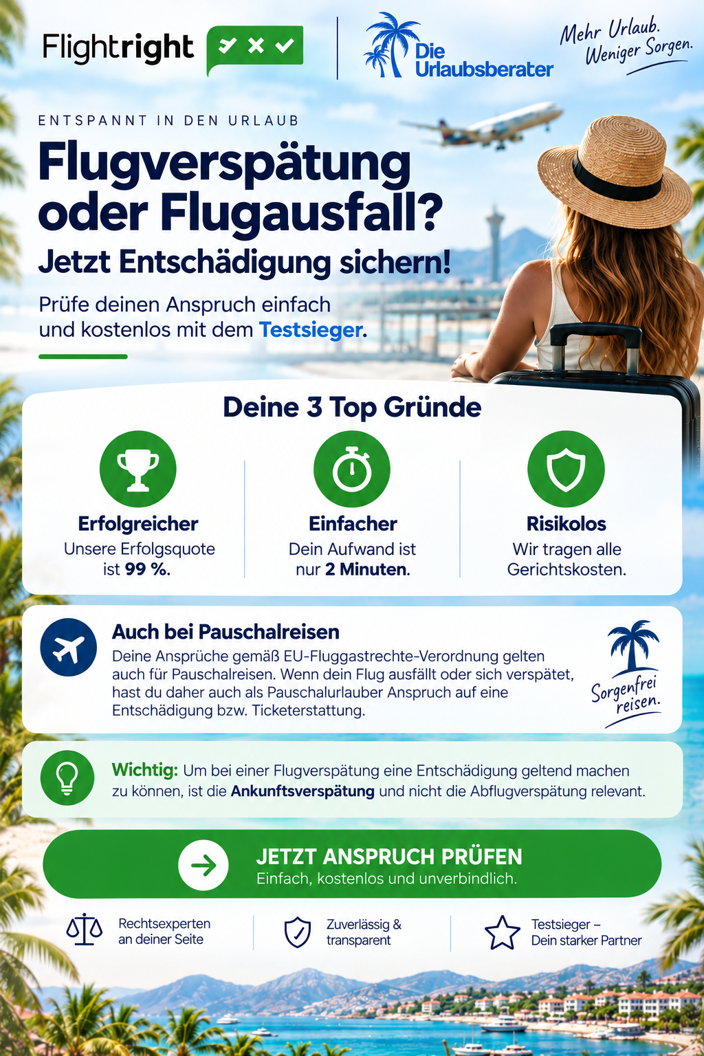 Flightright & Die Urlaubsberater – Flugverspätung oder Flugausfall? Jetzt Entschädigung sichern!